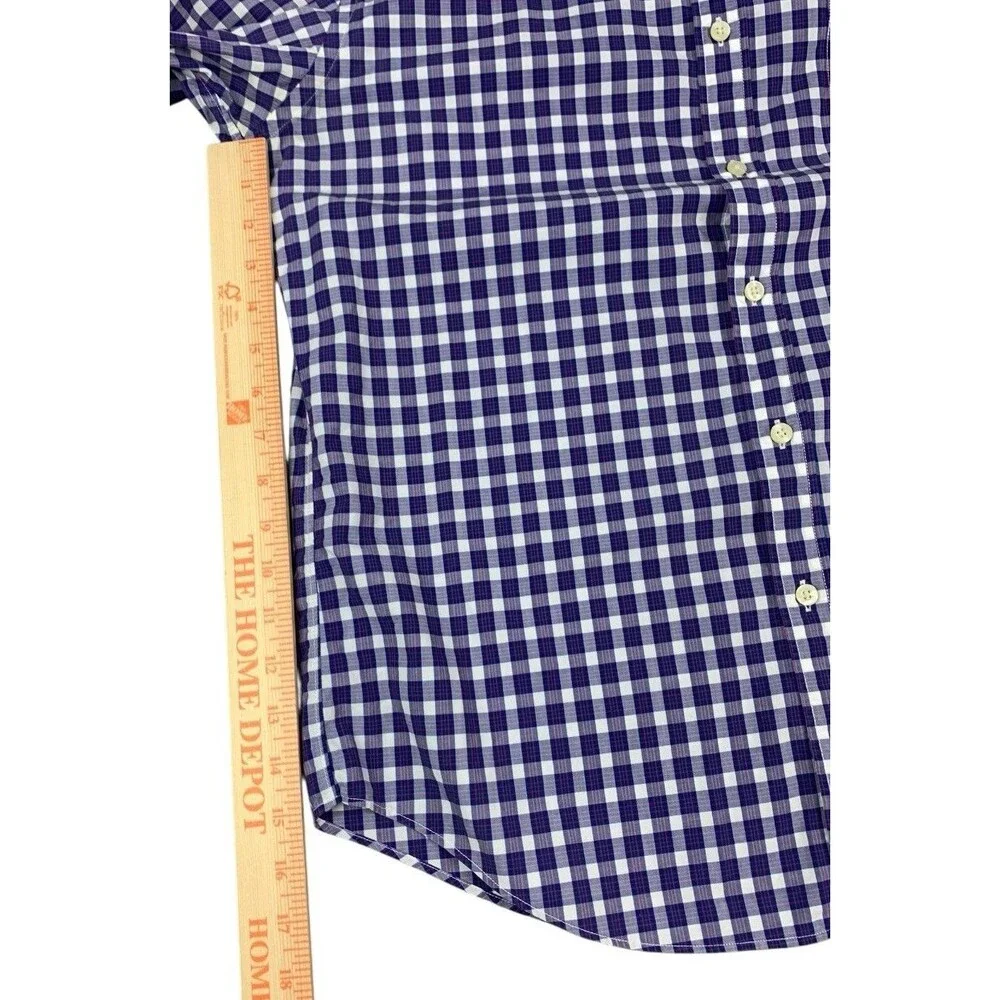 J Crew Long Sleeve Button Up Shirt Lightweight Cotton, Purple Plaid, Mens Large